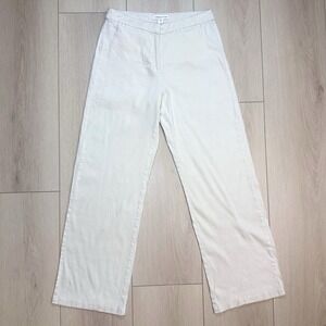 Coldwater Creek Womens 6 Linen Blend Pants Beige Straight Leg Casual Office